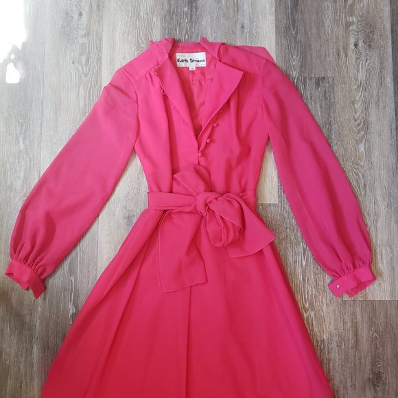 Gorgeous, rare 70s Edith Strauss pink dress - Picture 5 of 11